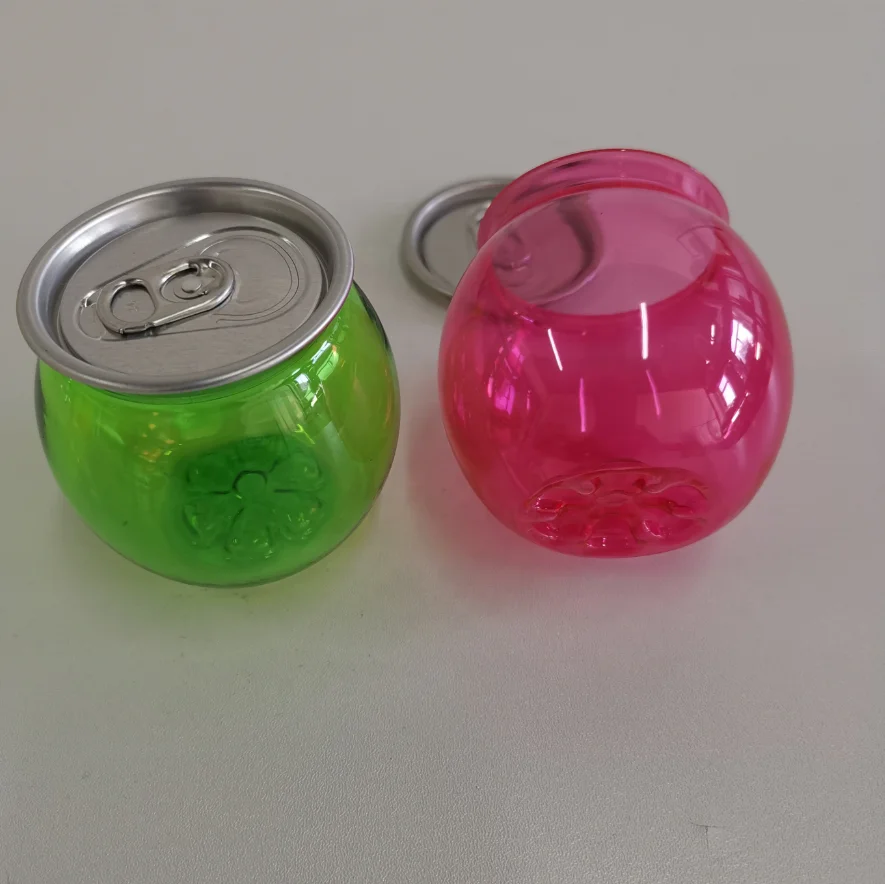 PET Beverage Can Aluminum Plastic Custom Size Accepted Tin Can Soda Juice Filling Carbonated Drink Empty Beer Can Plastic 250