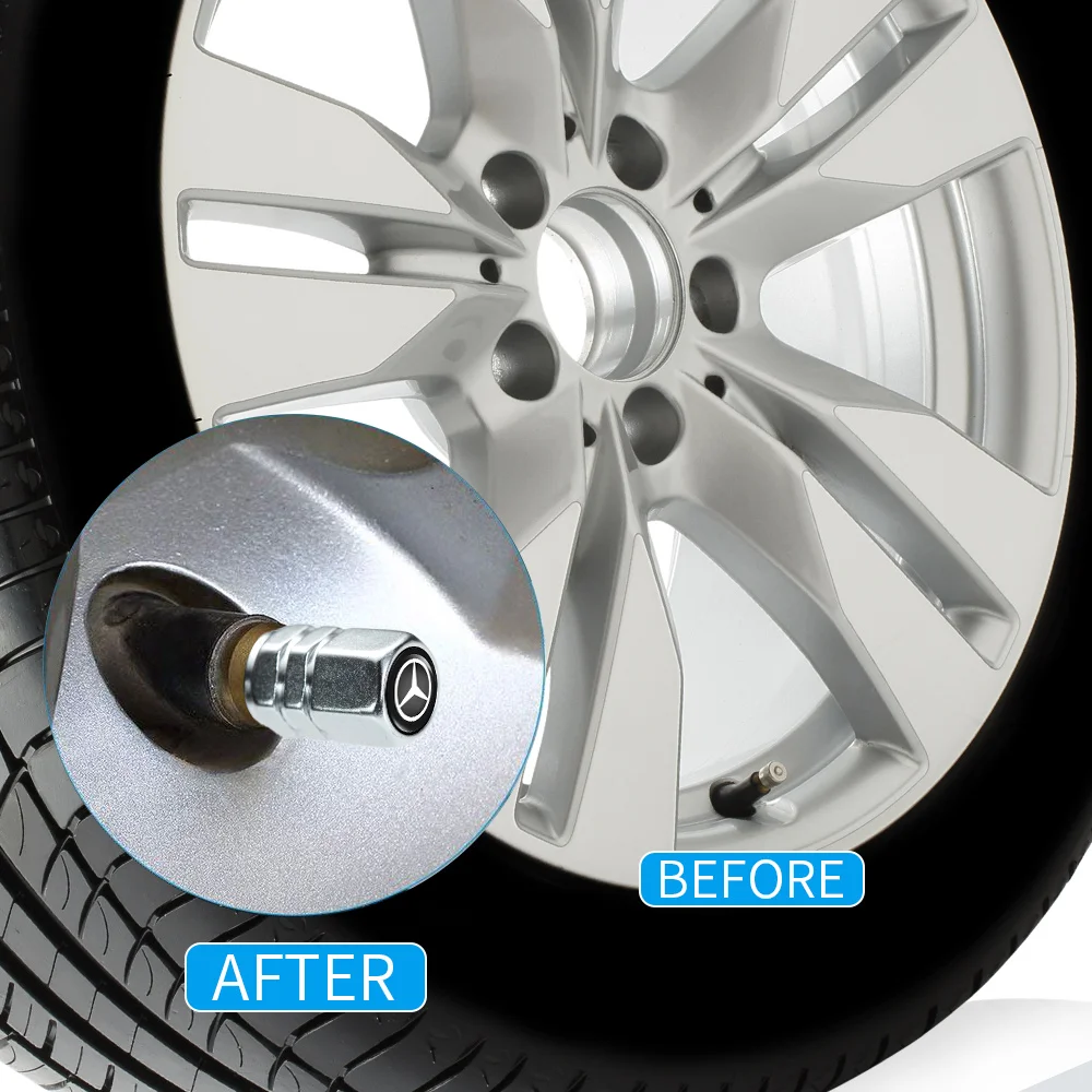 Car Wheel Tire Valve Stem Caps Logo Personality Modification  Accessories Suit for Benz TRD JEEP Keychain Keyring Valve Stem Cap