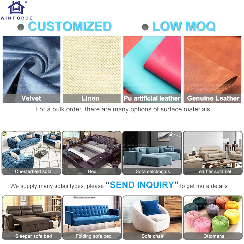 WIN FORCE Modern Bedroom Furniture With Large Capacity ODM Light Grey Wooden Bed