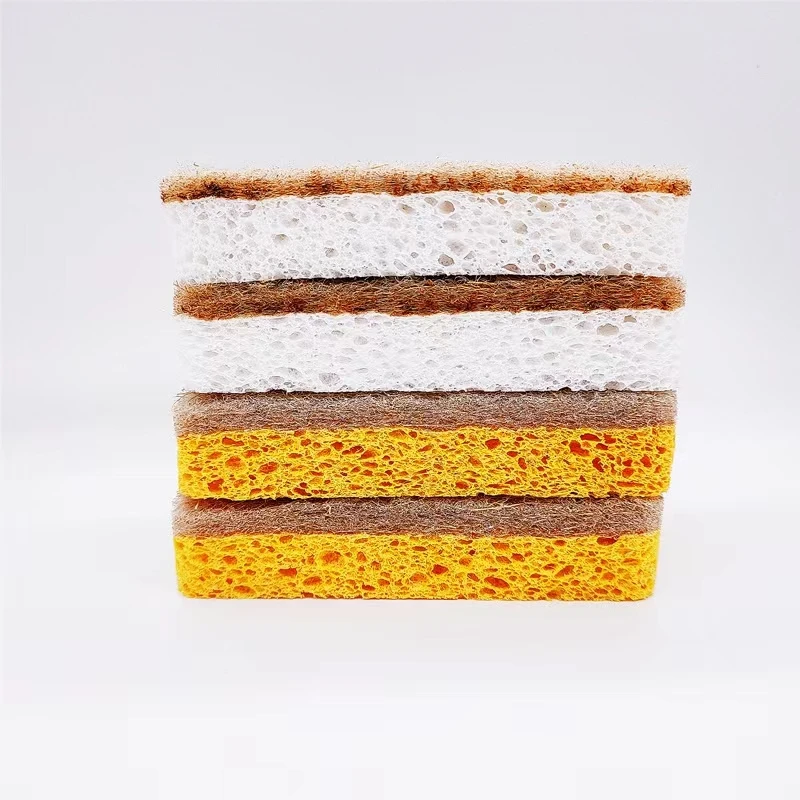Customize Private Label  Eco-friendly Washing Up Set Biodegradable Compostable Wood Pulp Cellulose And Coconut Fiber Sponges