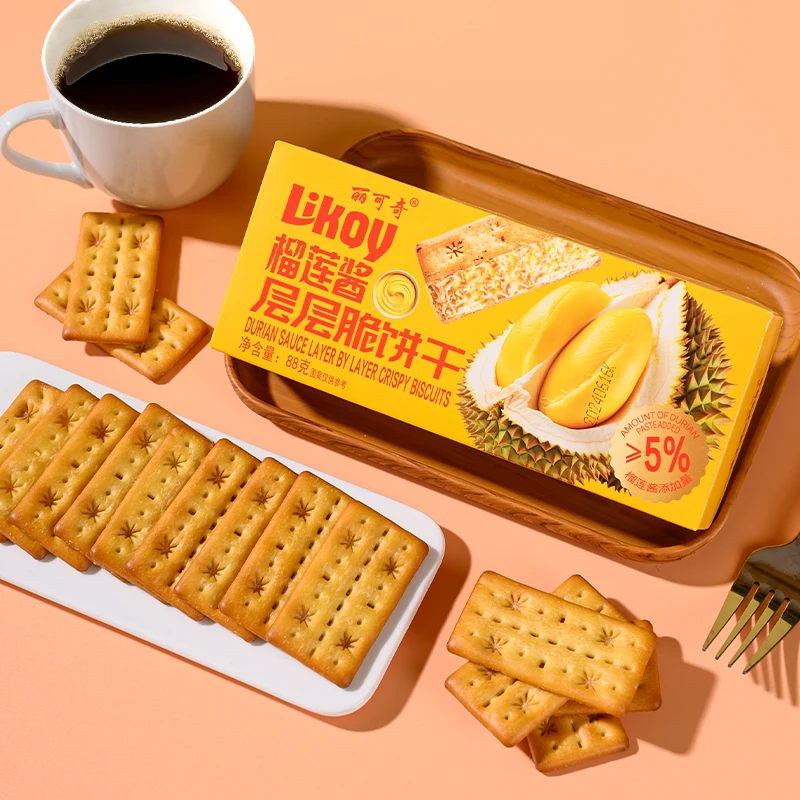 Chinese Snack Durian Paste Crispy Biscuits Durian Flavored Thin Crackers Special Flavor[A3]