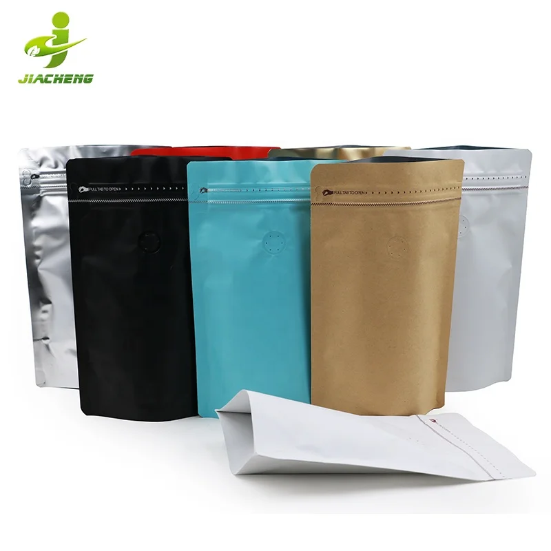 JIACHENG resealable 250 ground coffee packing 1lb bag of coffee beans press tape for coffee plastic bags with the smell hole