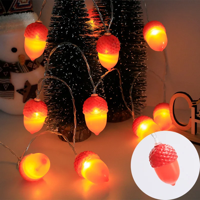 New LED Pine Nut Pine Needle Light String Red Fruit Bell Christmas Decorative Light String Festival Decoration Colorful Lights