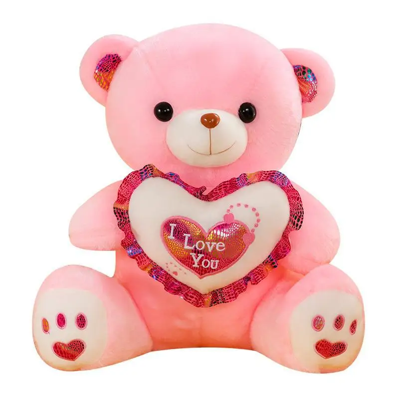 Hot Customized Colorful Glowing Led Teddy Bear Creative Light Up Stuffed Love Heart Teddy Bear Plush Toy