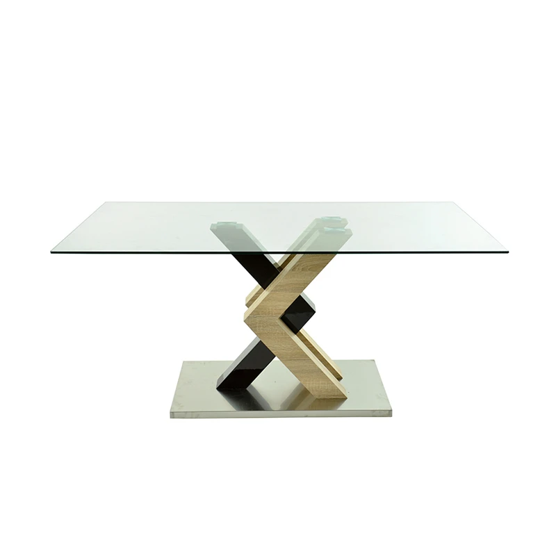 Free sample indian hot sale dining furniture nordic design glass modern dining table with MDF frame
