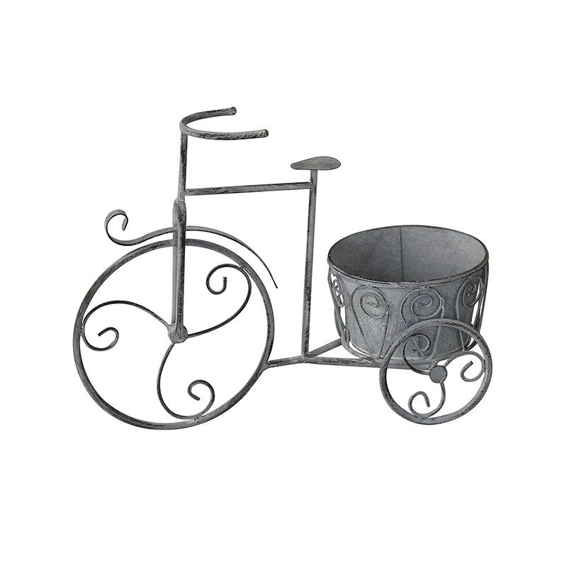 Garden Party Pot Supplies Antique Grey Iron Metal Bicycle Shape Flower Planter Containers