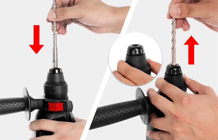 LUXTER 800W Hammer Impact Drill Power Electric Rotary Hammer 1PC Flat Chisel 1PC Point Chise