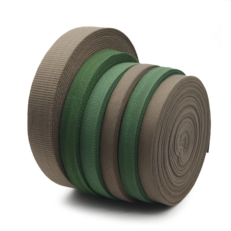 Customized 1 inch 2 inch Woven Tape Thick Cotton Webbing Strap Tali Herringbone Jacquard Webbing for Crossbody Strap