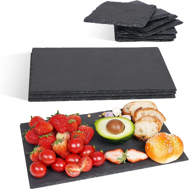 Slate Serving tray Natural Slate Dinner Plate Rectangle Black Stone Plates For Tableware Cheese Board Cheese Plates Fruit Slates