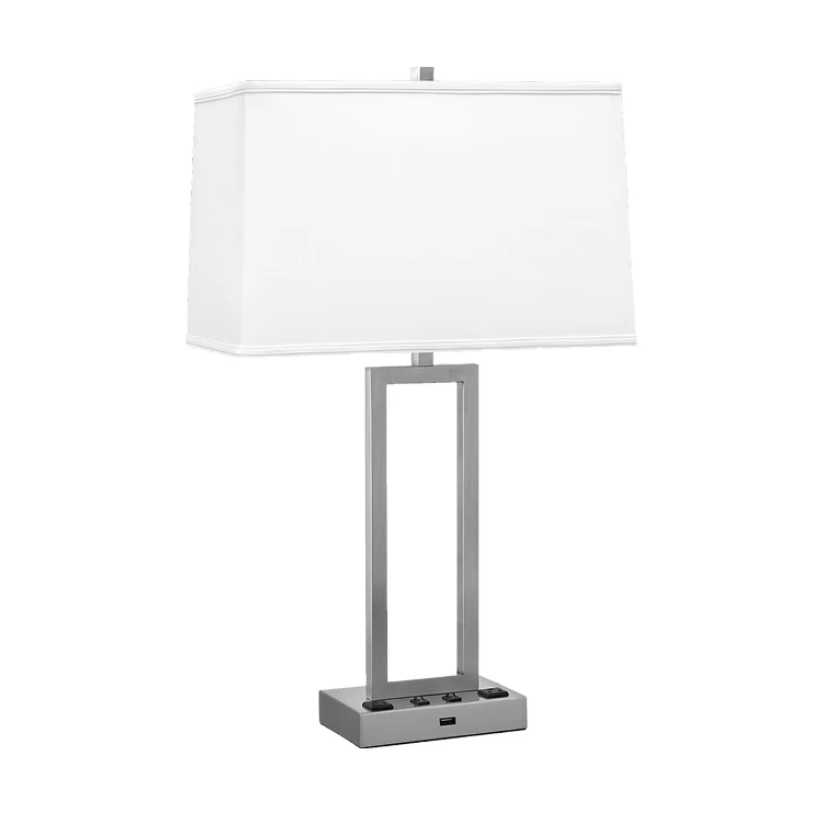 Hotel Single or Double Night Light Table Lamp with Power Outlets & 1 USB