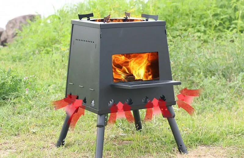 Small outdoor wood stove collapsible camping equipment stainless steel cold rolled high temperature resistant heating furnace
