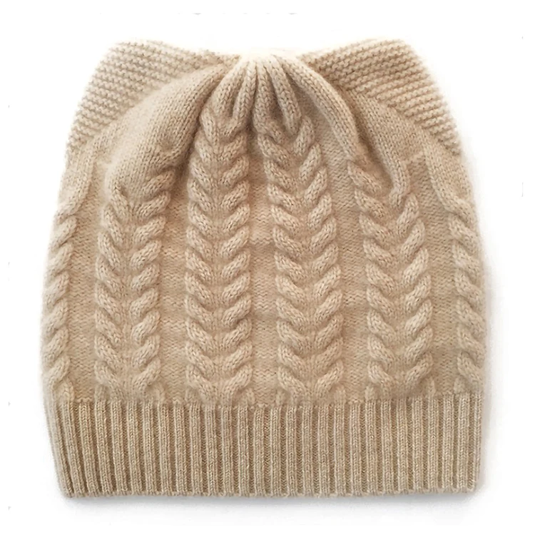 
Beanie Knitted Hat Custom Winter Knitted Customized Cat Ear Adult cashmere Beanie Hat 