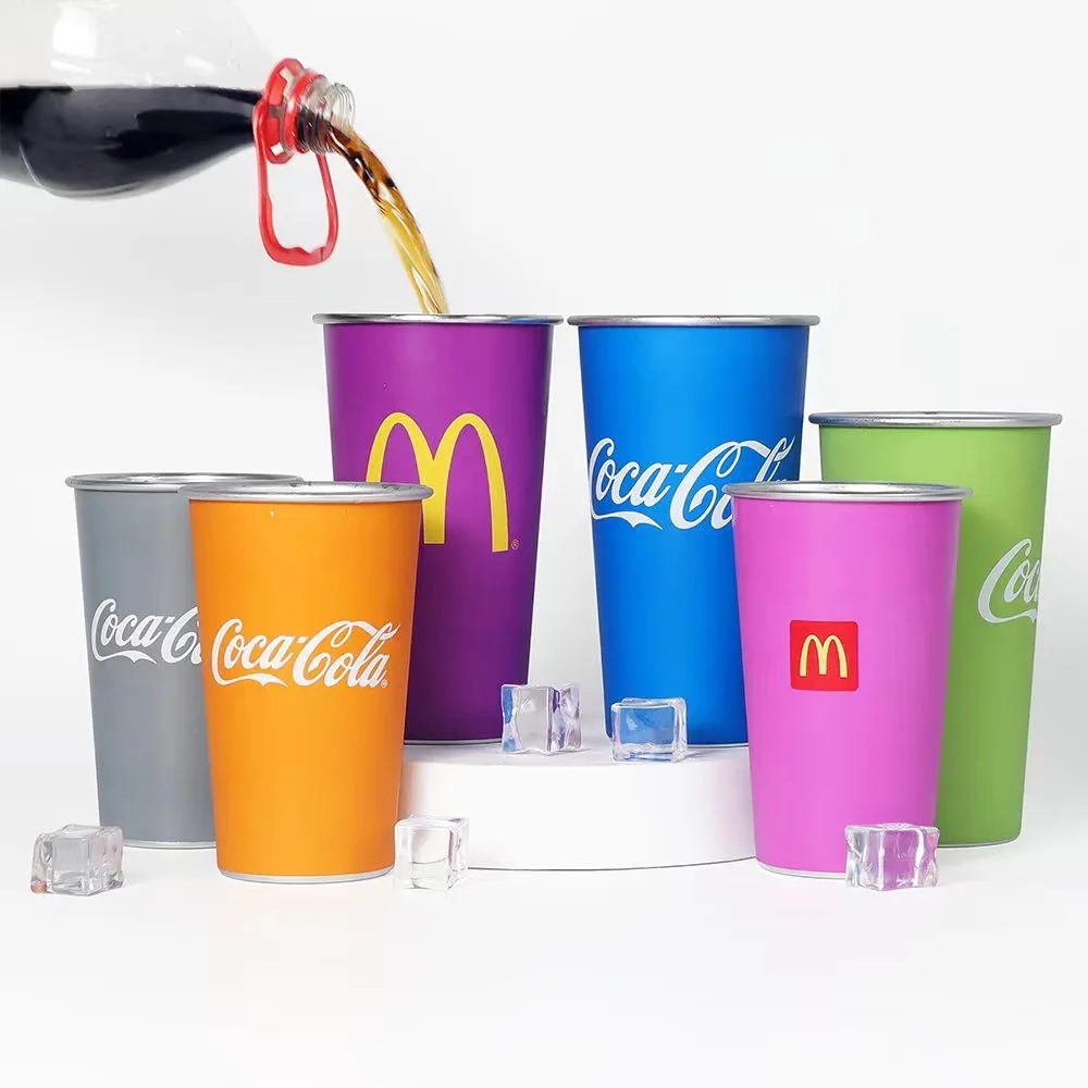 Outdoor Camping Reusable Silver Metal Drinking Cans Mug Wine Tumblers  Beer Cold Aluminum Cup With Logo