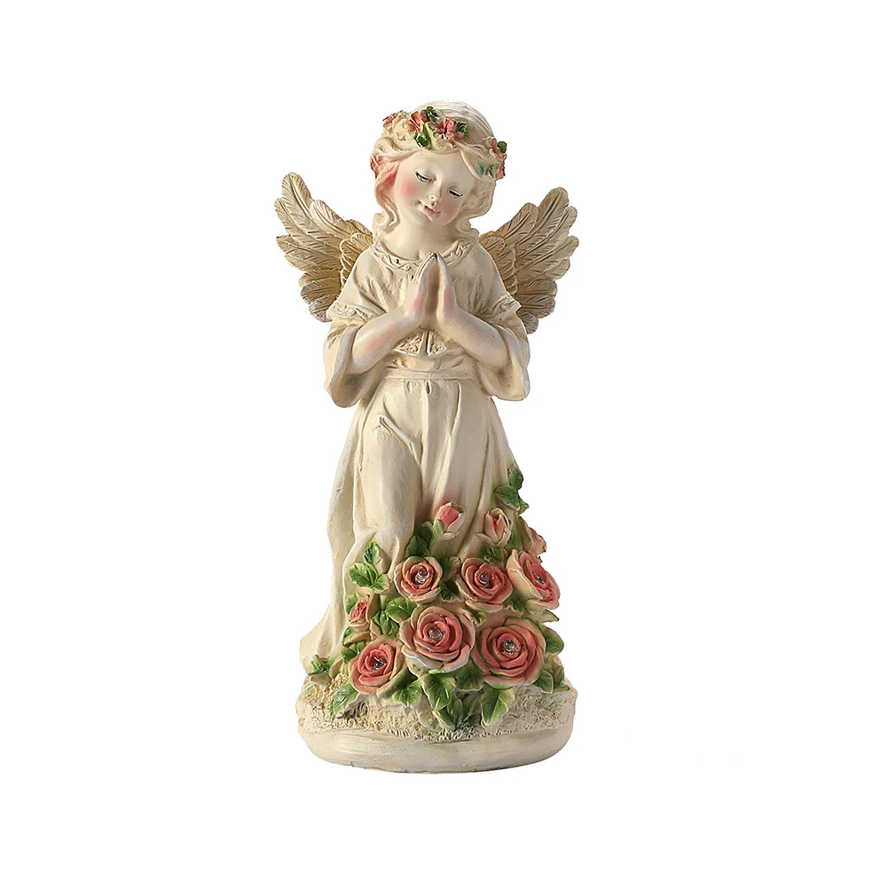 Pretty Praying Angel Statue Resin Garden Statue With Solar Light Angel Sculpture Statue Life Size