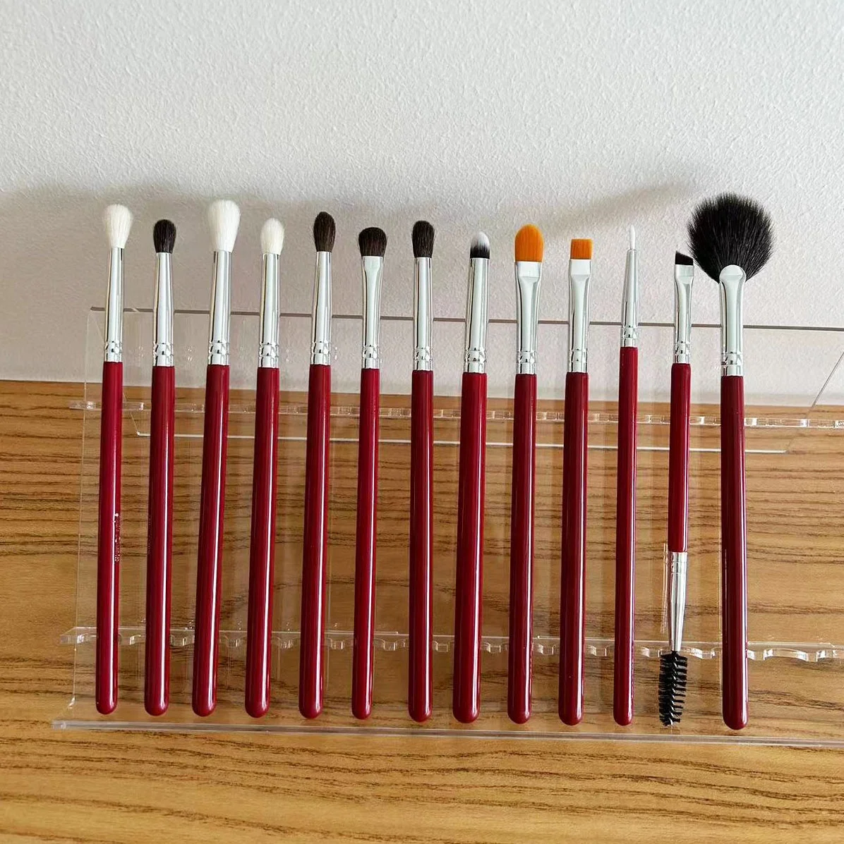 13pcs luxury purple red wooden handle makeup brushes set foundation nylon makeup tool kit eye  powder paint granule eye brush