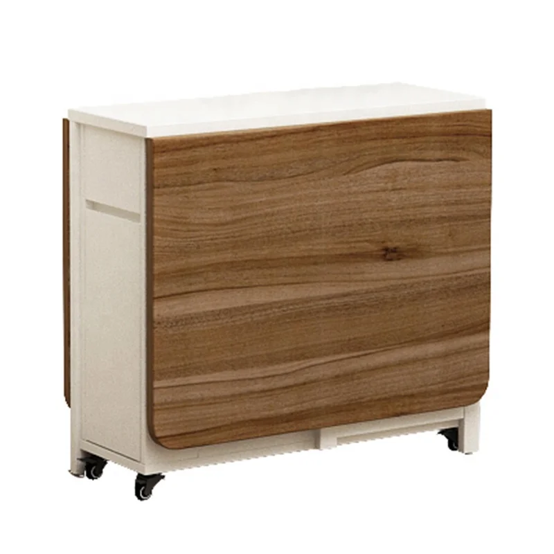 Movable and foldable wooden square dining table for dining room