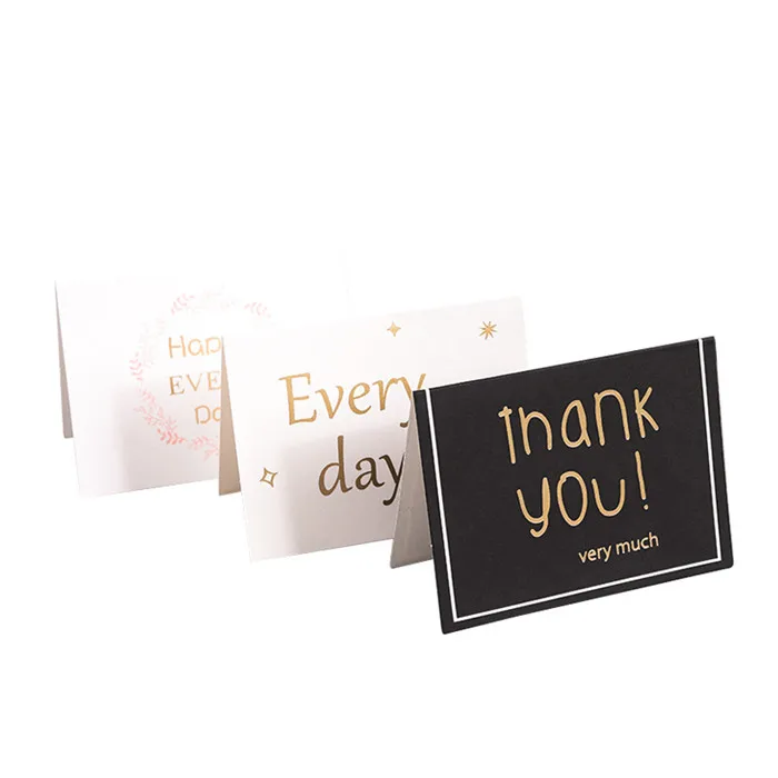 Mini Luxury Black Envelope Cute Small Pink Rose Gold Foil Custom Impression Printing Business Customer Insert Thank You Card