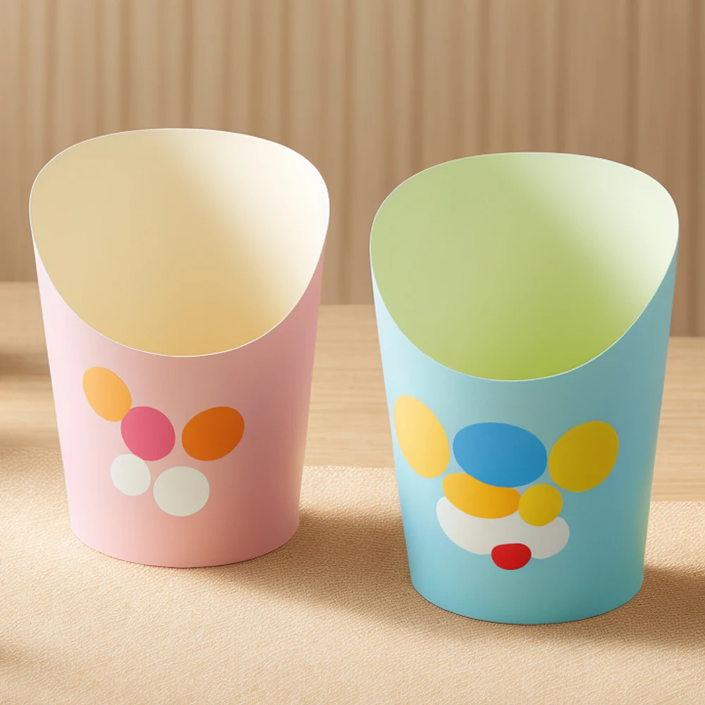 custom printed logo disposable take away packaging french fries holder cardboard ice cream egg waffle paper cup