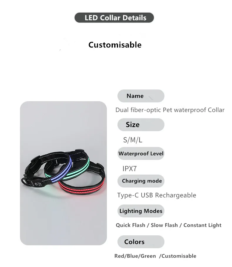 Cat Nylon LED Pet Dog Collar Night Safety Flashing Glow In The Dark Dog Leash Dogs Luminous Fluorescent Collars Pet Supplies