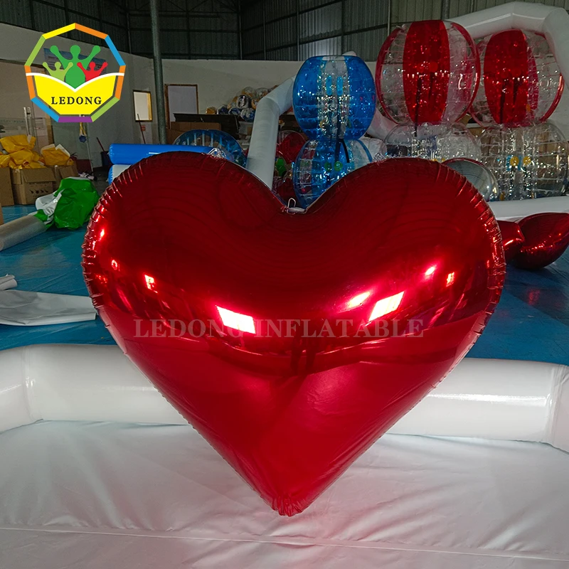 Hanging giant large Reflective colorful mirror ball shinny laser inflatable mirror heart shaped love Balloon for decoration