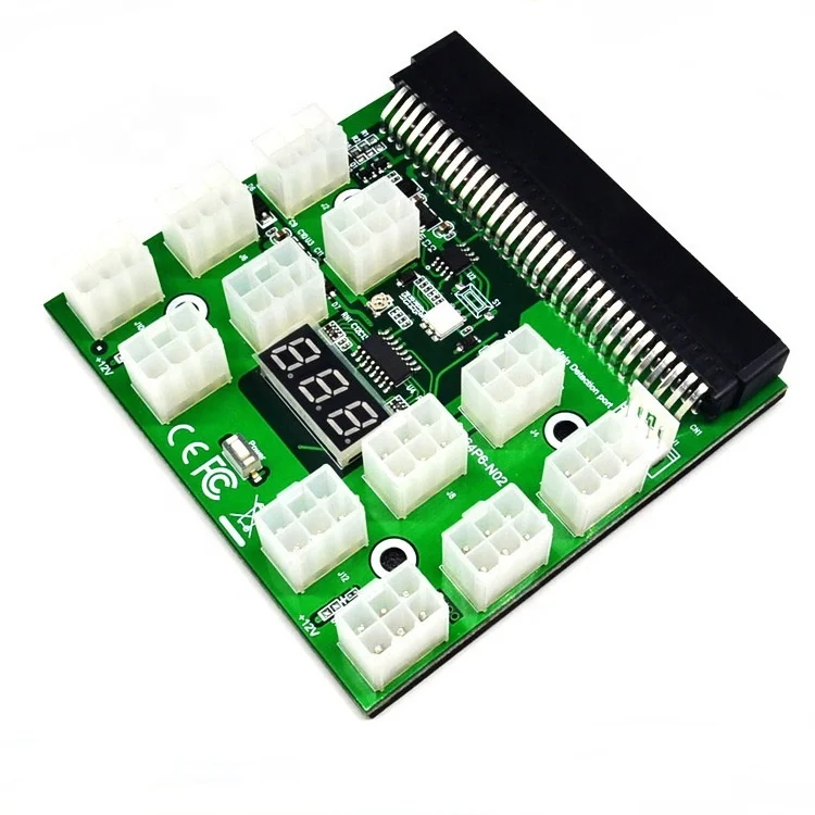 12 port 6Pin 12V PCI-E Power Supply Breakout Board 12x6 pin with 12pcs 60cm 6pin cable
