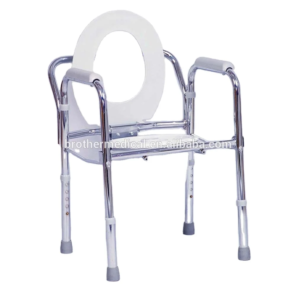 Attendant bathroom toilet chair  Propelled Steel Commode Chair for handicapped