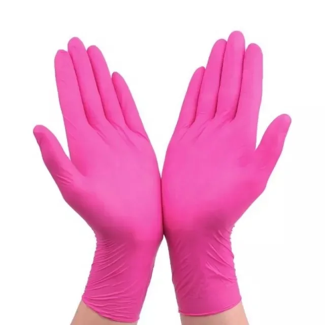 Powder free Nitrile gloves pink wally plastic gloves cut resistant foam vinyl blend nitrile gloves