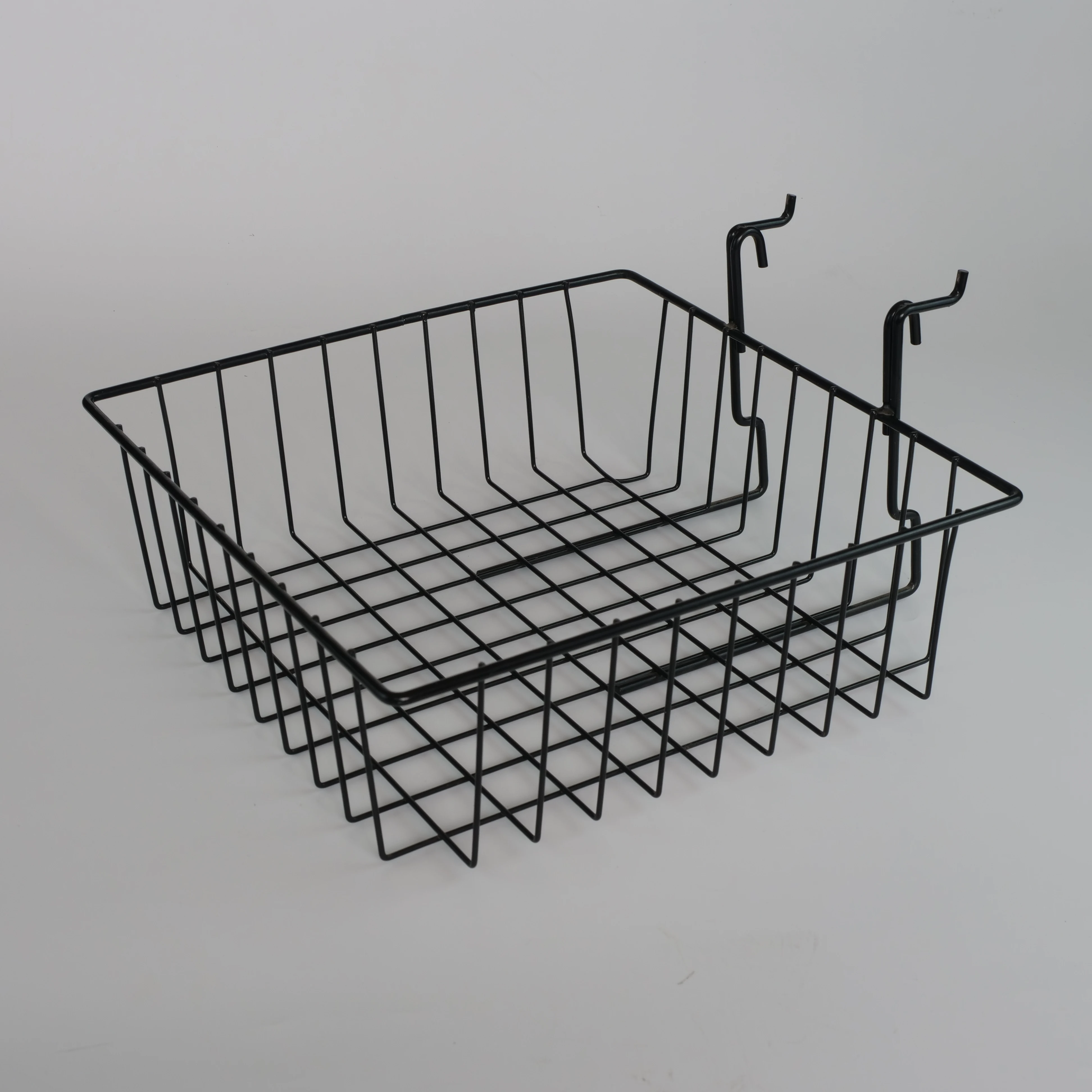 Chrome Slatwall Wire Basket Hanging Organizer Storage Display Rack for Supermarket