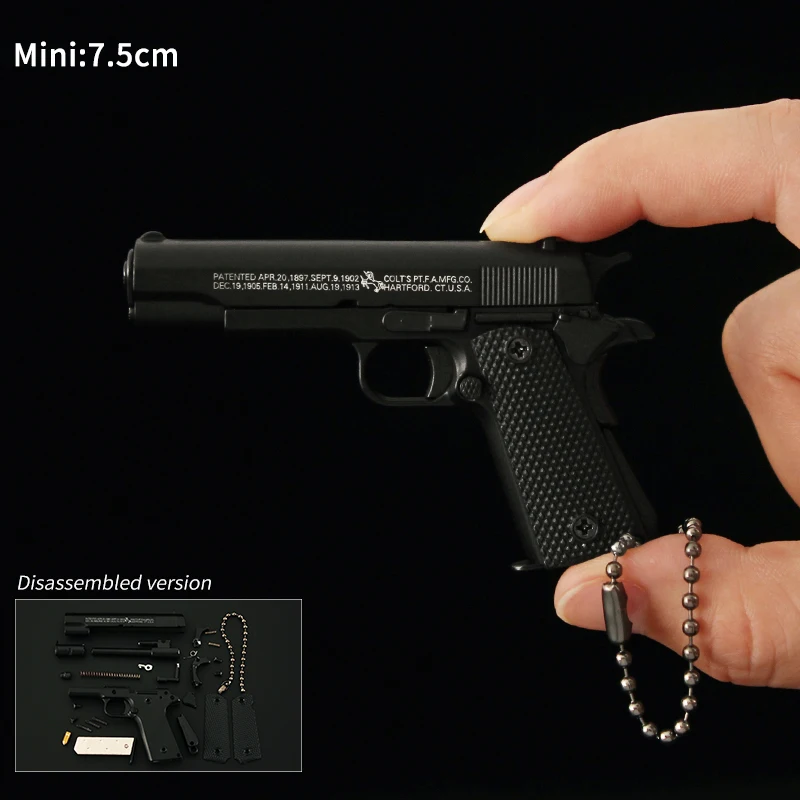 Gun Pistol Realistic 1911 Gun Keychain Metal Pistol Model Mini Shaped Keychain Metal Toy Gun Pistol