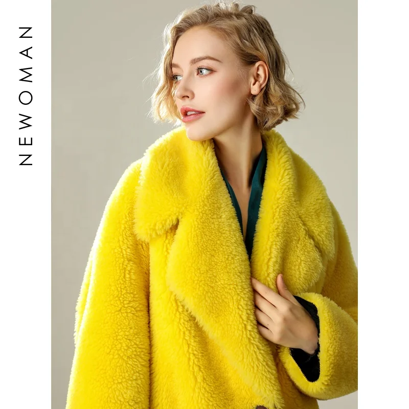 New Women lambs Wool Coat  winter Shearling  Teddy Furry cashmere  fur long Coat jacket outwear Winter Clothing