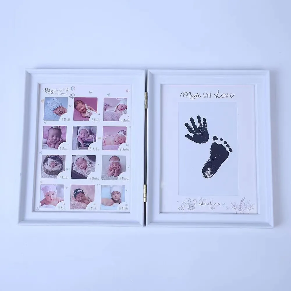 Baby Giveaway Gift Souvenir Baby Handprint Footprint Baby Photo Frame Plastic Newborn First Year Tabletop Photo Frame