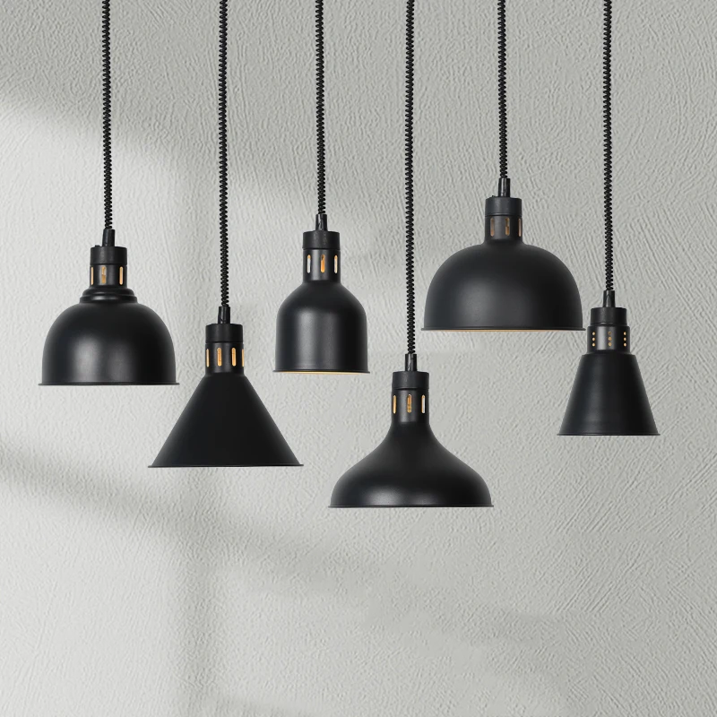 Black pulley lamp supermarket food shop hotpot restaurant pendant light iron hanging lamp