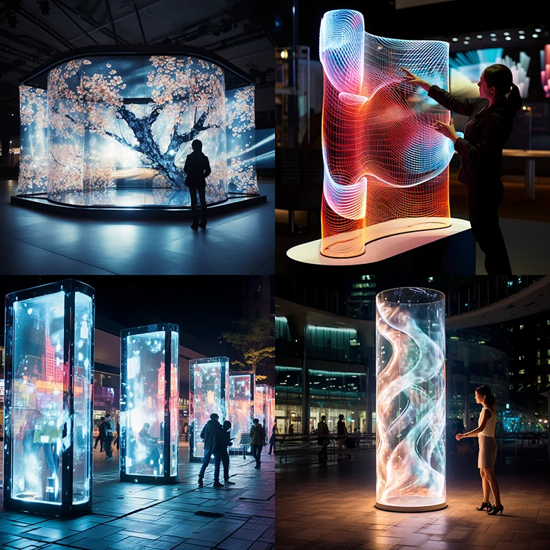 Indoor Adhesive Transparent Flexible LED Film Crystal Screen Display Panel Transparent LED Film Screen For Glass