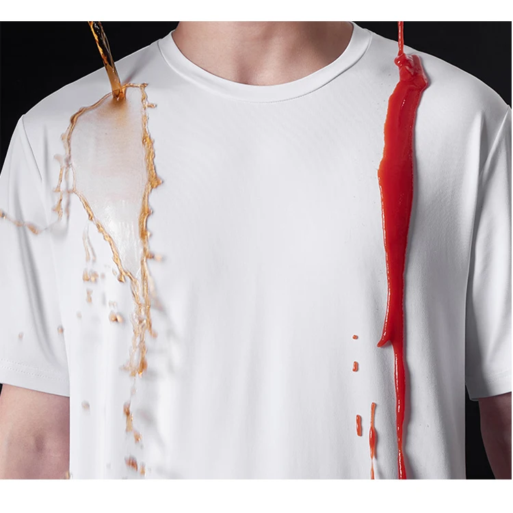 Technology nano hydrophobic fitness t shirt waterproof and stain resistant t-shirt