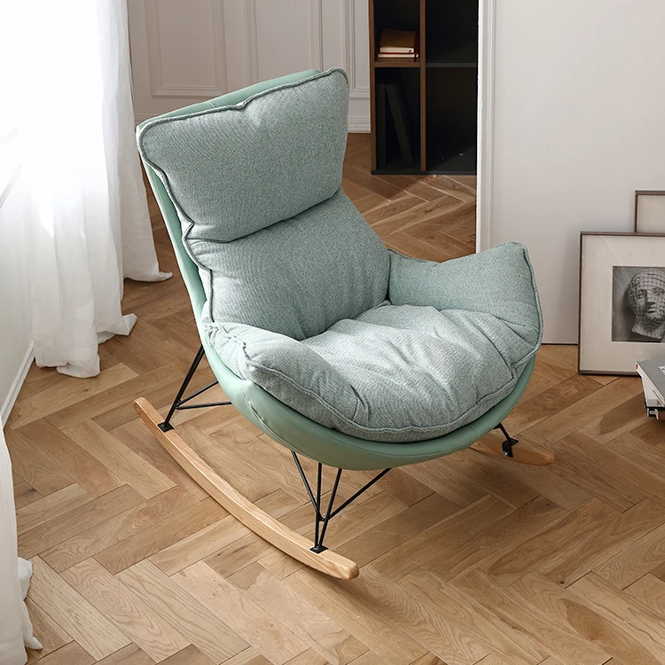 
Adult Cushion Lounge Chair Relax Wood Base Rocking Recliner Chair for Living Room 