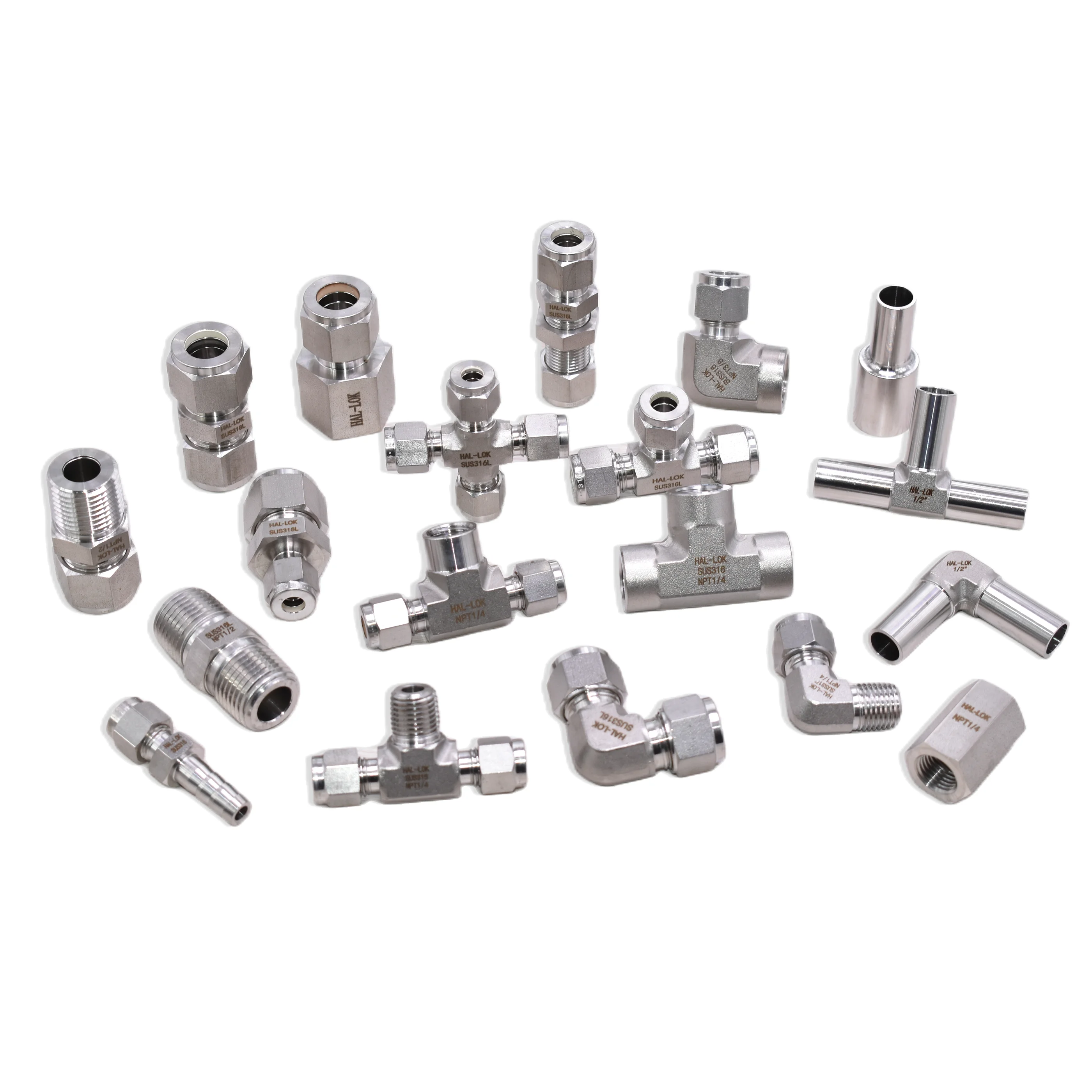 NPT/BSP Male Connector Tube Fitting Stainless Steel Male Thread to Double Ferrule Compression Straight Connector
