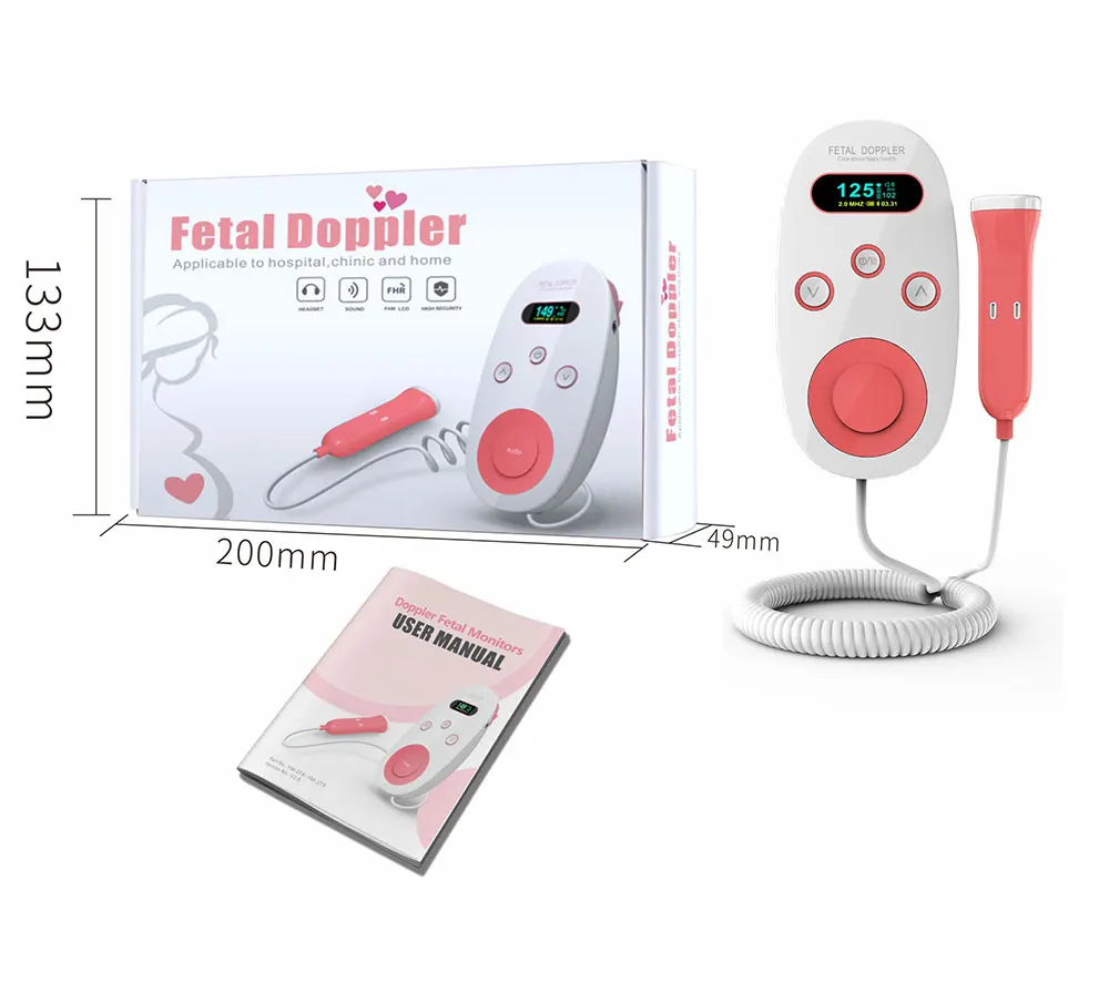 Factory Supply Fetal Doppler Size Baby Echo Device Home Pregnant  Baby Heart Rate  Monitor