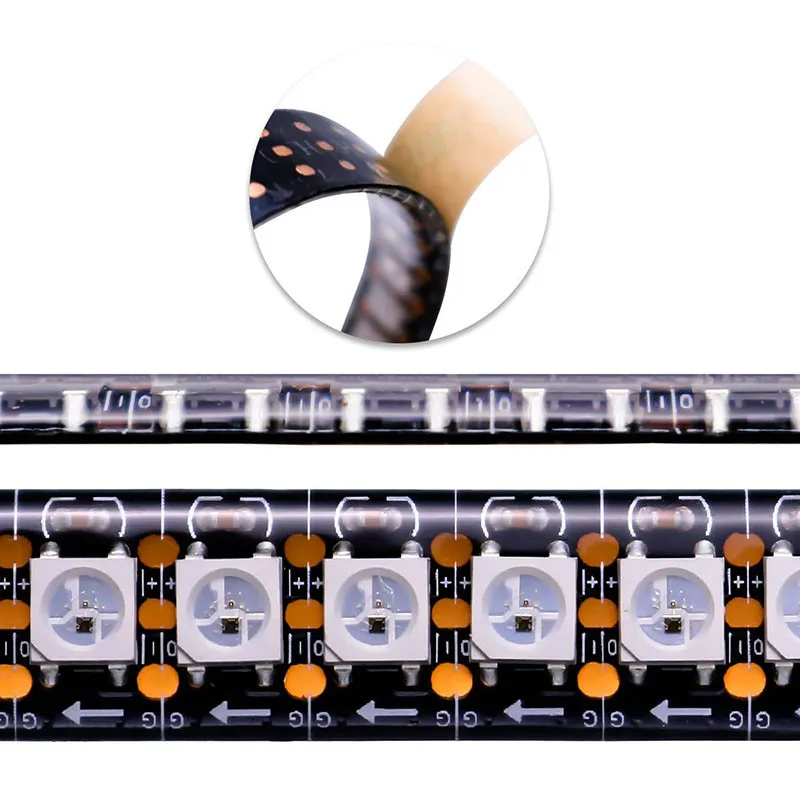 2812 RGB LED Pixels Strip 5050 Built-in WS2812B Smart IC IP30/65/67 Waterproof 30 60 144 LEDs/M Addressable Flexible Light Bar