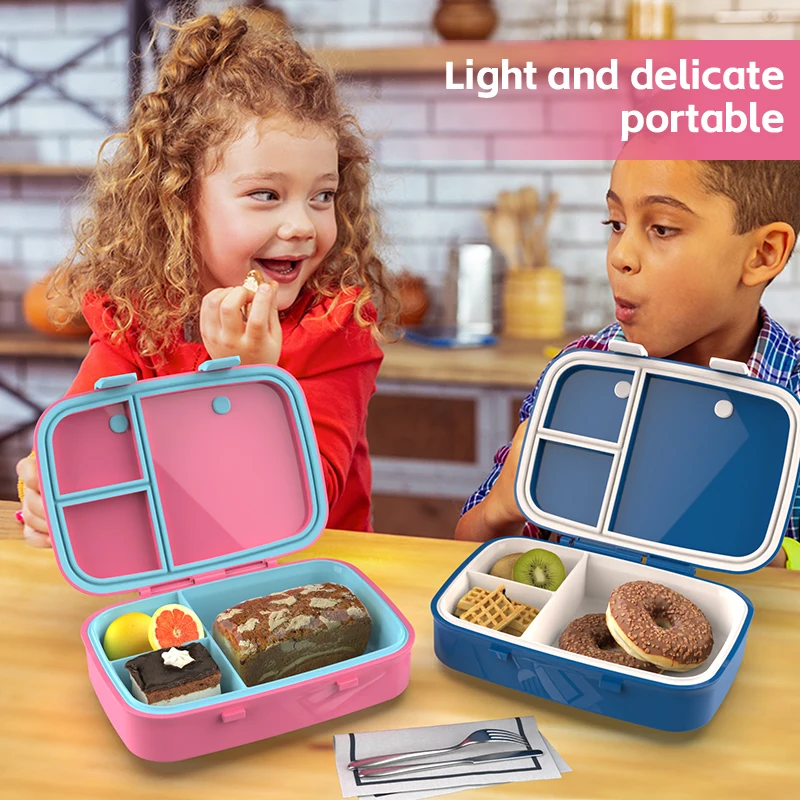 Aohea Plastic Bento Box 3 Compartment Children Kids School Lunchbox Heater Smart Lunch Box