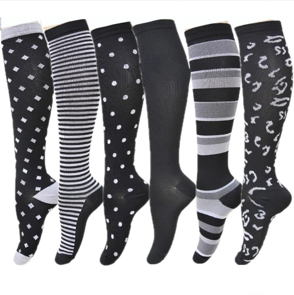Unisex Compressed Pressure Athletic Socks 15-20 MmHg Graduated Golfs Tube Outdoor Socks Knee High Sport Nurse Compression Socks