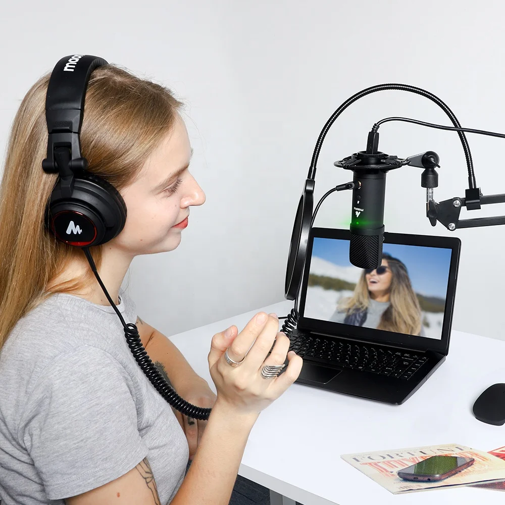 
MAONO Recording Microphone with Monitorable Condenser USB Microphone Set for Podcasting LIVE Streaming 