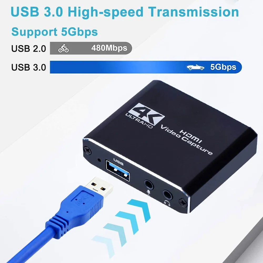 4K Крепление объектива к USB3.0 Карта видеозахвата ключ 1080P Loopout видеозаписывающее устройство захвата для OBS захвата игра в прямом эфире
