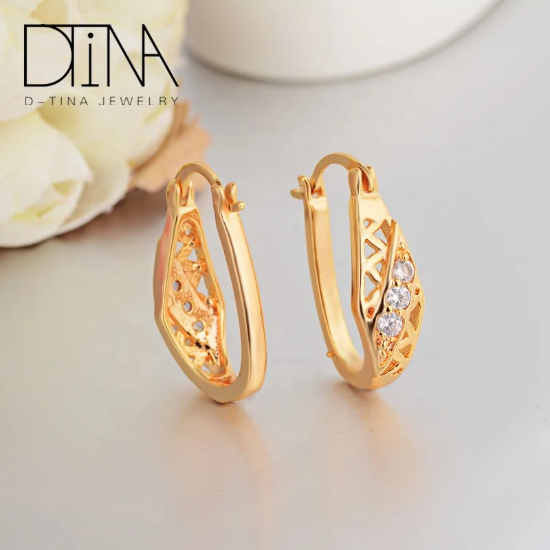 Dtina 18k gold plated cubic zirconia hoop earrings jewelry for women