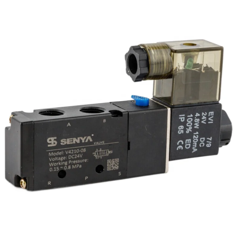 SENYA 4V110 Pilot Operated Single Coil 5/2 Pneumatic Air Solenoid Valve 12V 110V 220V DC24V 5/2 Way Solenoid Valve