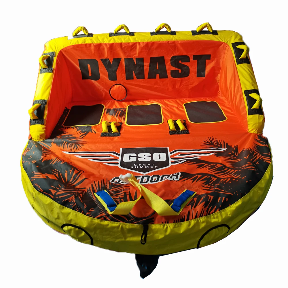 Inflatable Water Sports Towable Tube 3 Person Rider Rope Bundle Towable Tube for Boating