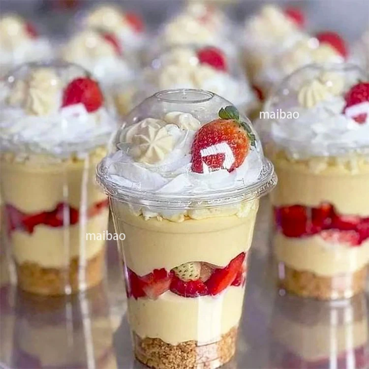 200ml Parfait Clear Plastic Sweet Yogurt Cups Fruit Pudding Tiramisu Dessert Cups With Lids Custom PP PET Plastic Ice Cream Cups