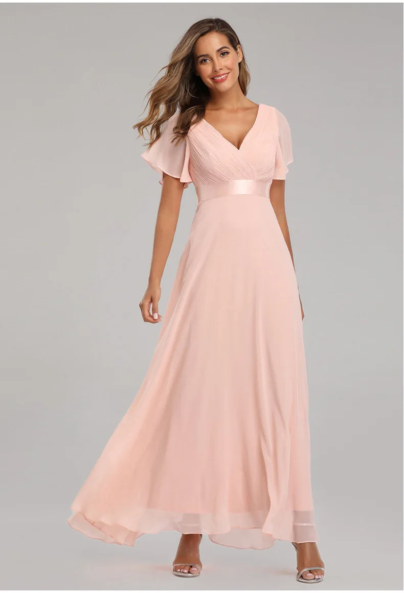 Wedding Party Bridesmaid Dresses Natural Maxi Women Short Sleeve Adults Sleeveless Straight Wholesale Price Chiffon Knitted