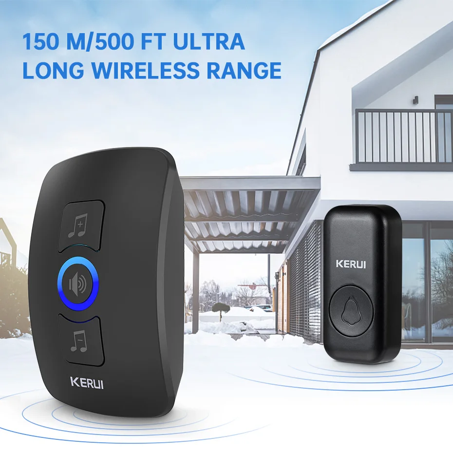 KERUI M525 Home Security Welcome  Doorbell Smart Chimes Door Bell Alarm LED Light 32 Songs With Waterproof Touch Button