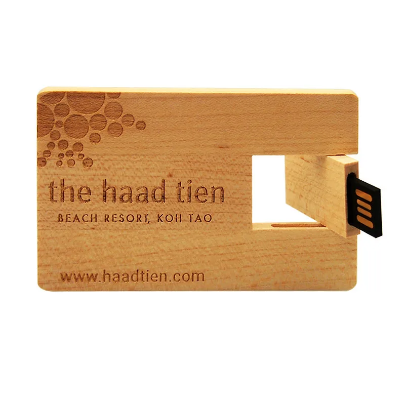 Business promotional souvenir gift custom OEM logo print 8GB 16GB 32GB wooden business credit card usb flash memory stick drive