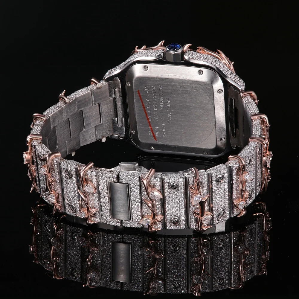 Hip hop Rappers artist moissanite diamond watch Iced Out VVS Moissanite watch High Quality Movement Iced out